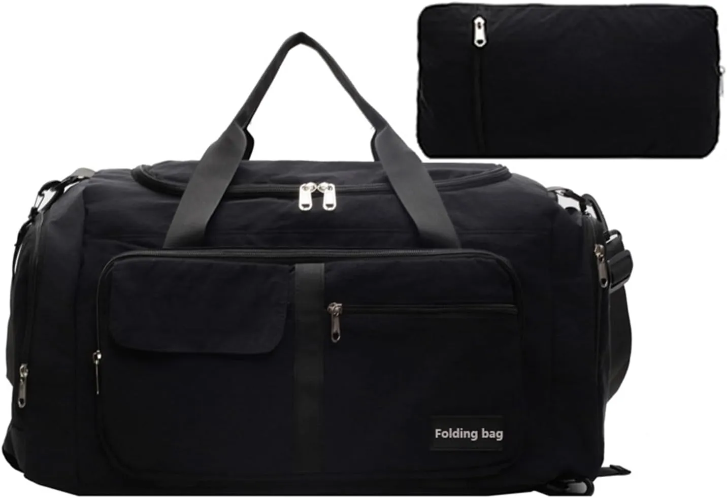 Folding Travel Garment Bag Expandable Carry on, Travel Luggage Organizer for Suitcase Clothes Storage Bag (Black,40L)