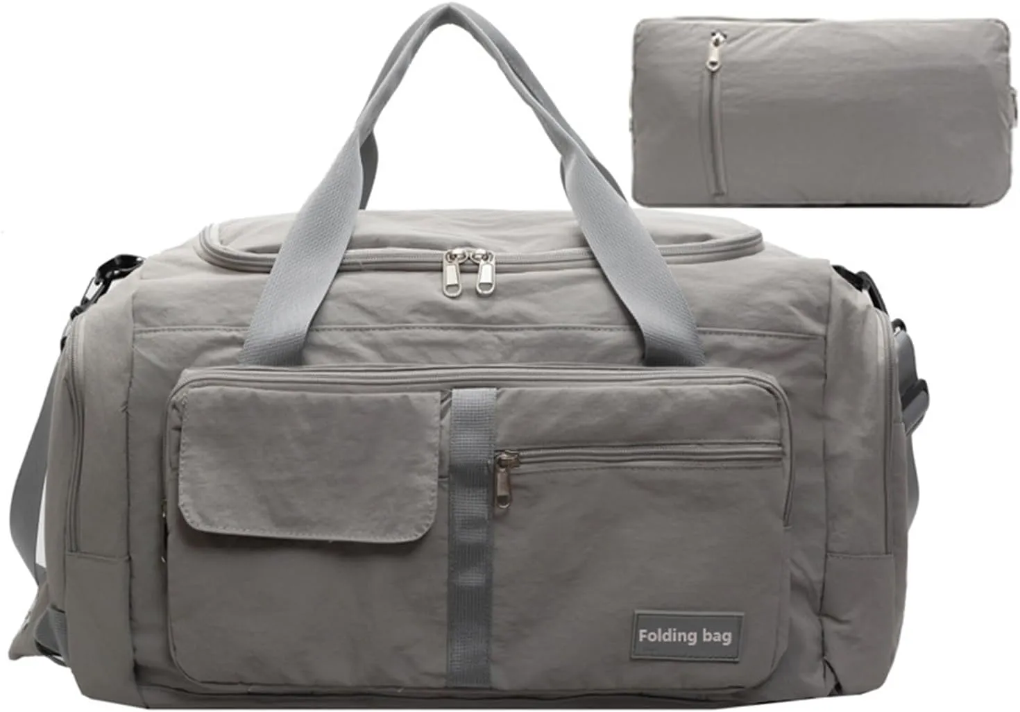 Folding Travel Garment Bag Expandable Carry on, Travel Luggage Organizer for Suitcase Clothes Storage Bag (Grey,40L)
