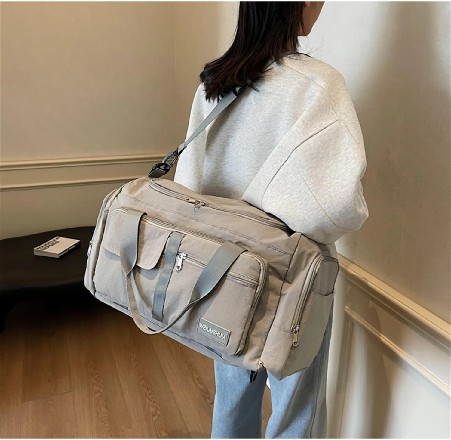Folding Travel Garment Bag Expandable Carry on, Travel Luggage Organizer for Suitcase Clothes Storage Bag (Grey,40L)
