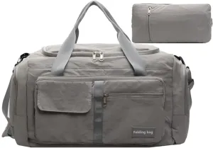 Folding Travel Garment Bag Expandable Carry on, Travel Luggage Organizer for Suitcase Clothes Storage Bag (Grey,40L)