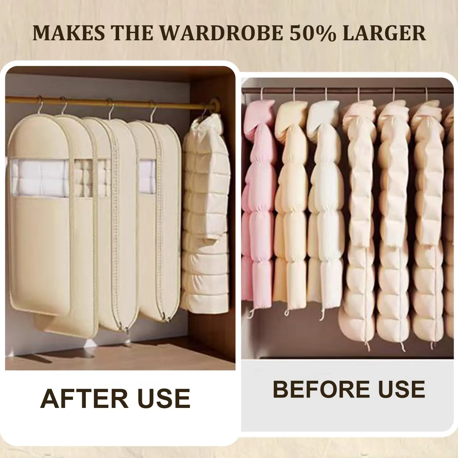Garment Bags for Hanging Clothes with Self Compression Zipper, Space Saving Clear Garment Bags for Hanging Clothes, Hanging Vacuum Storage Bags for Down Coat, Hanging Garment Bag,Pink,M L XL