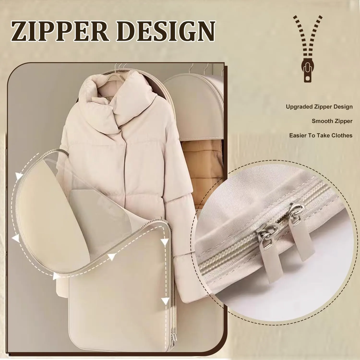 Garment Bags for Hanging Clothes with Self Compression Zipper, Space Saving Clear Garment Bags for Hanging Clothes, Hanging Vacuum Storage Bags for Down Coat, Hanging Garment Bag,Pink,M L XL