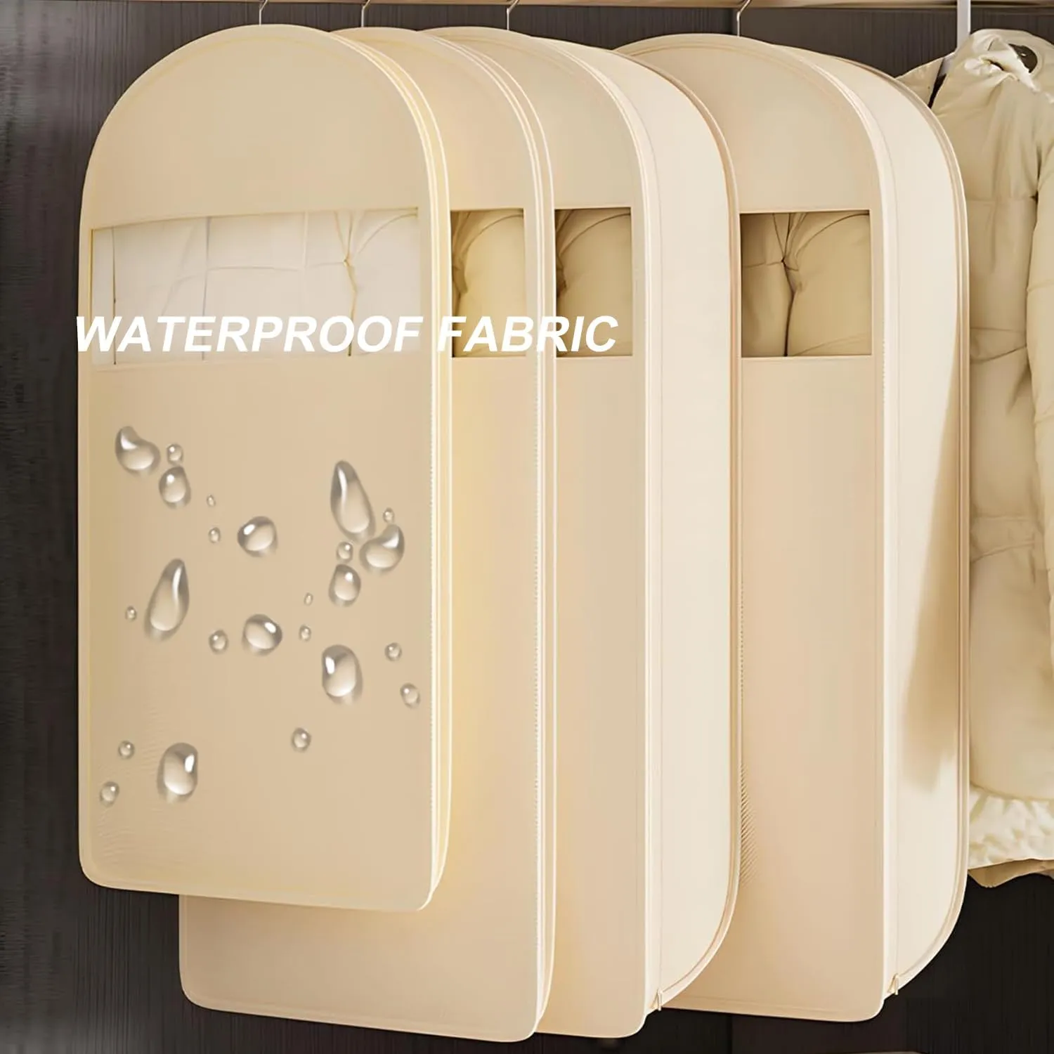 Garment Bags for Hanging Clothes with Self Compression Zipper, Space Saving Clear Garment Bags for Hanging Clothes, Hanging Vacuum Storage Bags for Down Coat, Hanging Garment Bag,Pink,M L XL