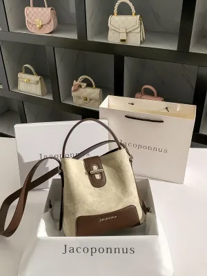 Genuine leather cowboy bucket bag female crossbody 2024 new tide light luxury senior sense of niche work small handbag
