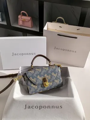 Genuine Leather Old Flower Messenger Bag Women 2024 New Bags High Feeling Light Luxury Niche Commuter Handheld Crossbody