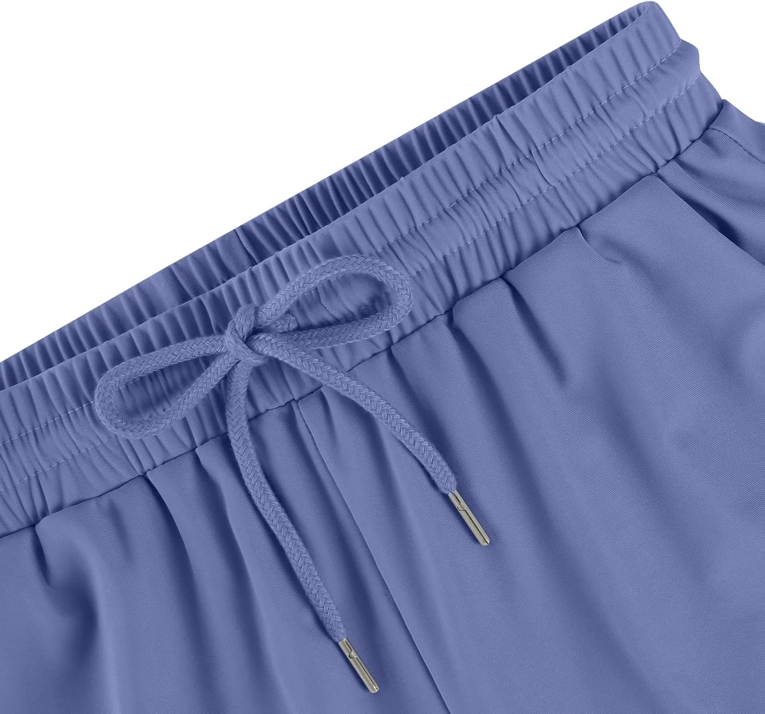 GOFULY Womens Capri Pants Summer Elastic Waist Drawstring Pants Straight Wide Leg High Waisted with Pockets Cropped Trouser
