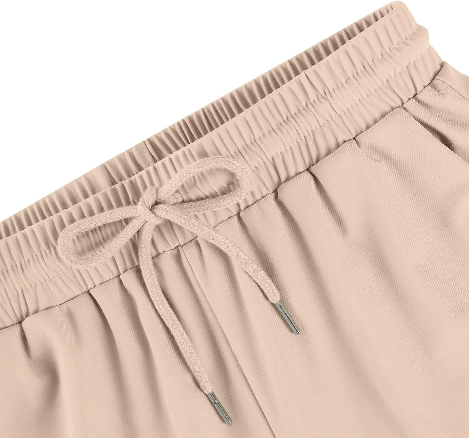 GOFULY Womens Capri Pants Trendy Summer Elastic Waist Drawstring Pants Straight Wide Leg High Waisted with Pockets Clothes