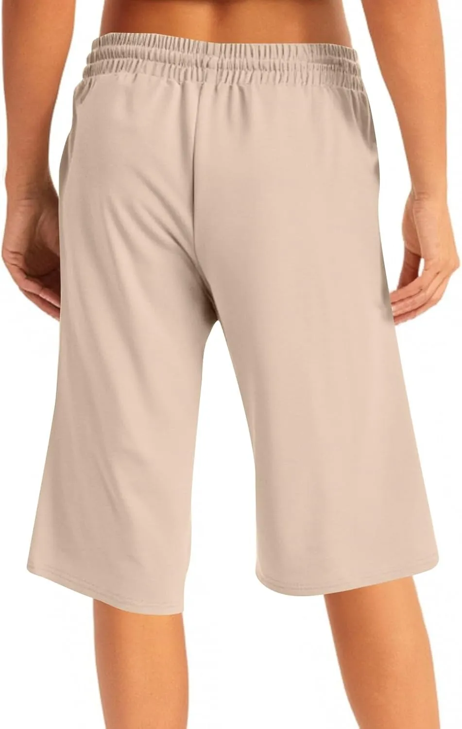 GOFULY Womens Capri Pants Trendy Summer Elastic Waist Drawstring Pants Straight Wide Leg High Waisted with Pockets Clothes