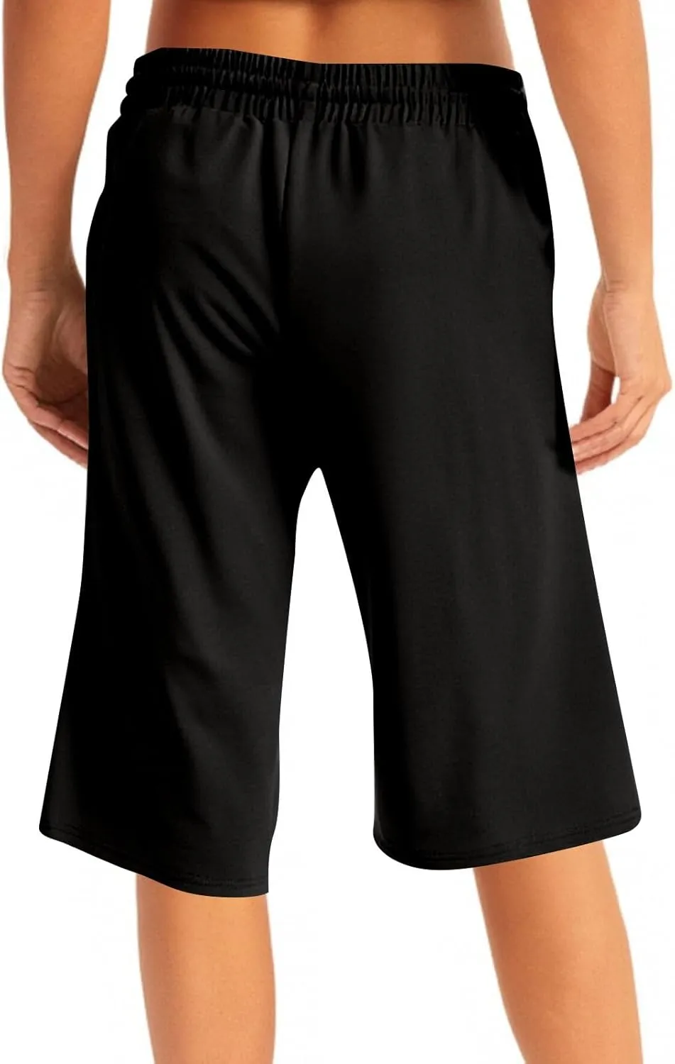 GOFULY Womens Capri Pants Trendy Summer Elastic Waist Drawstring Pants Straight Wide Leg High Waisted with Pockets Clothes