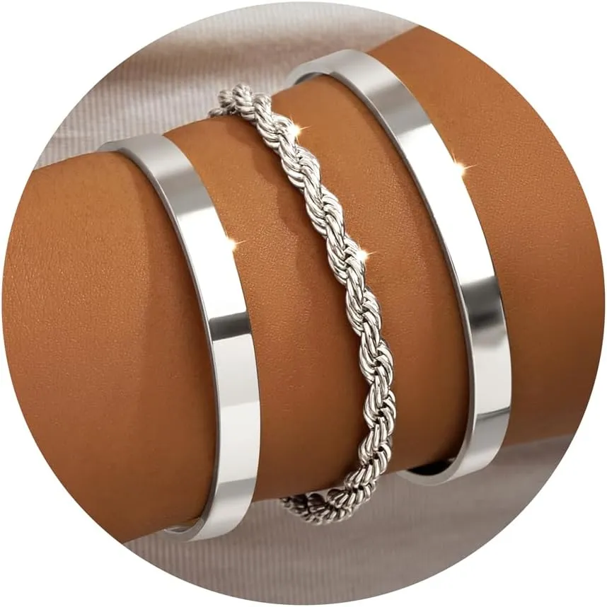 Gold Bracelets for Women Non Tarnish Dainty 14K Real Gold Plated Bangle Cuff Bracelets Stack for Women,Waterproof Stackable Bracelet Gold Jewelry Trendy Gifts Adjustable