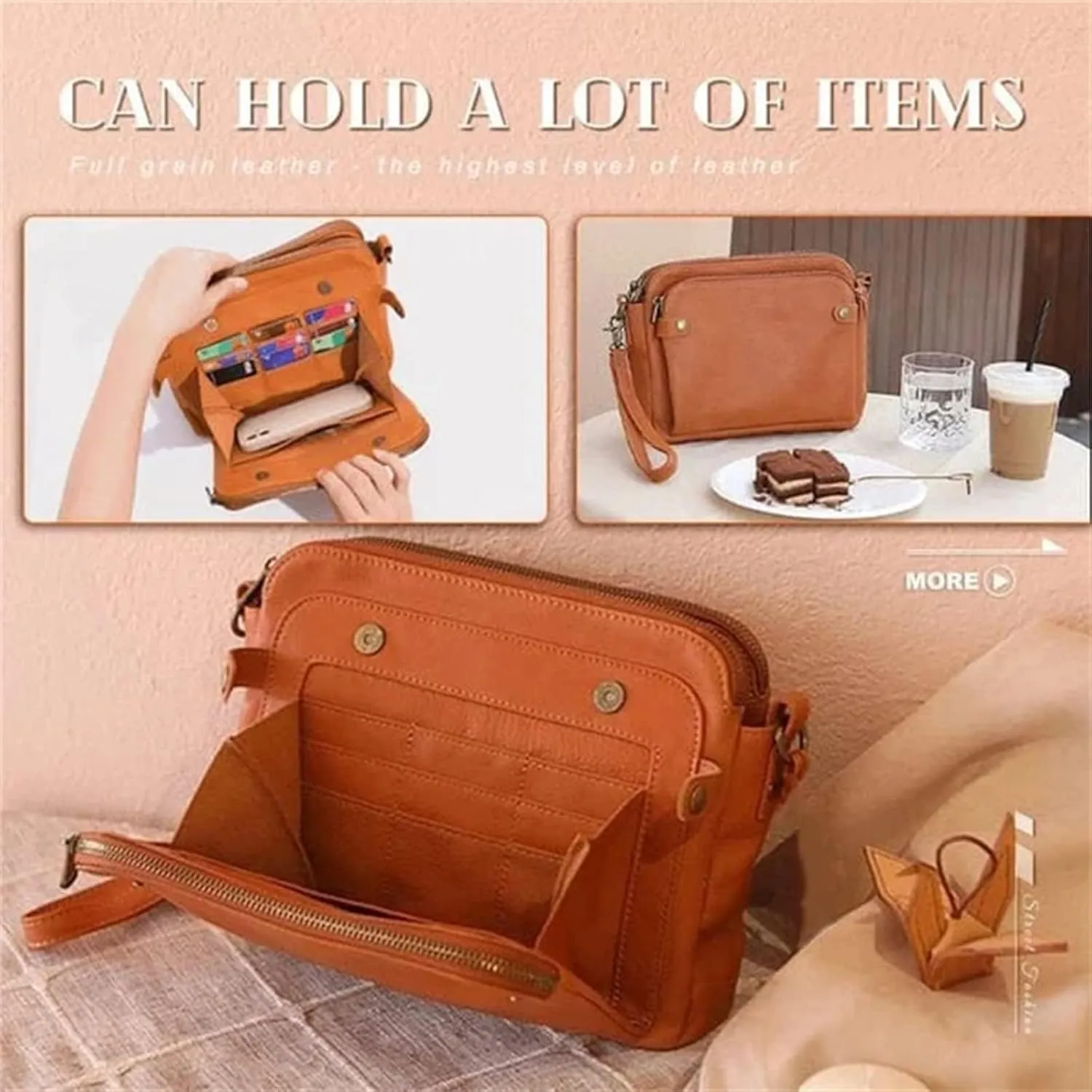 Gpmsign Fashion Anti Theft Leather Bag, 2023 New PU Leather Shoulder Bags and Clutches, 3 Layer Crossbody Leather Shoulder Bags, for Women-Black