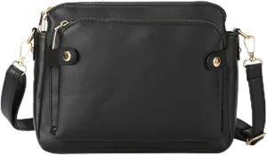 Gpmsign Fashion Anti Theft Leather Bag, 2023 New PU Leather Shoulder Bags and Clutches, 3 Layer Crossbody Leather Shoulder Bags, for Women-Black