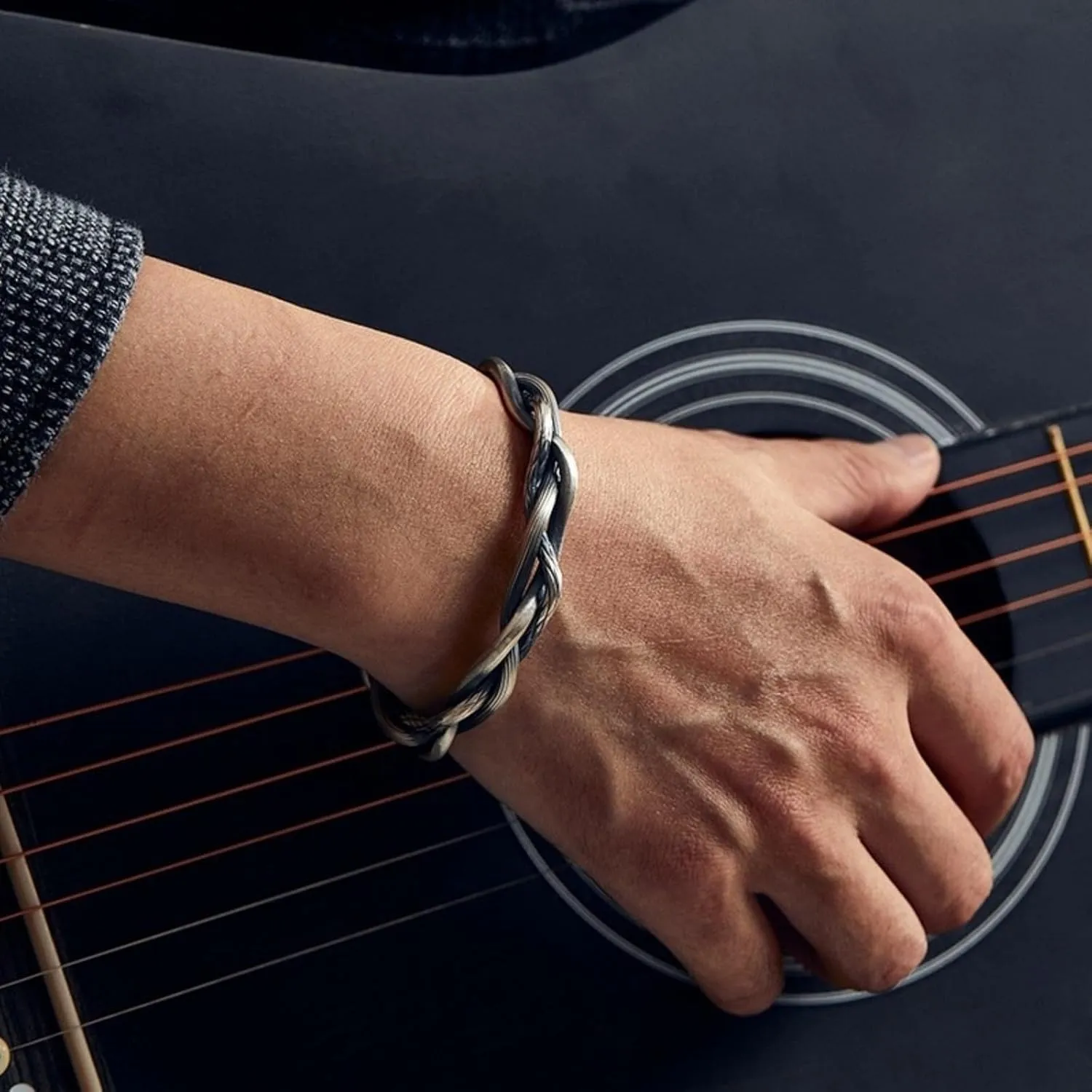 Handmade 925 Sterling Silver Bangle Bracelets For Men Women Twist Braid Cuff Bangles Wide Band Chunky Bangles Punk Statement Bangles Men Open Cuff Bangles Retro Crossover Bangle Bracelets Gift for Dad