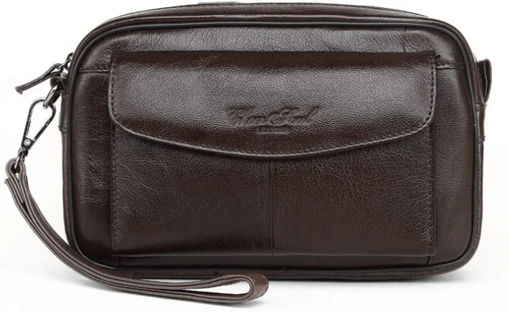 Hebetag Leather Clutch Purse Wallet for Men Organizer Holder Wrist Bag