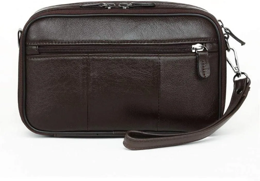 Hebetag Leather Clutch Purse Wallet for Men Organizer Holder Wrist Bag