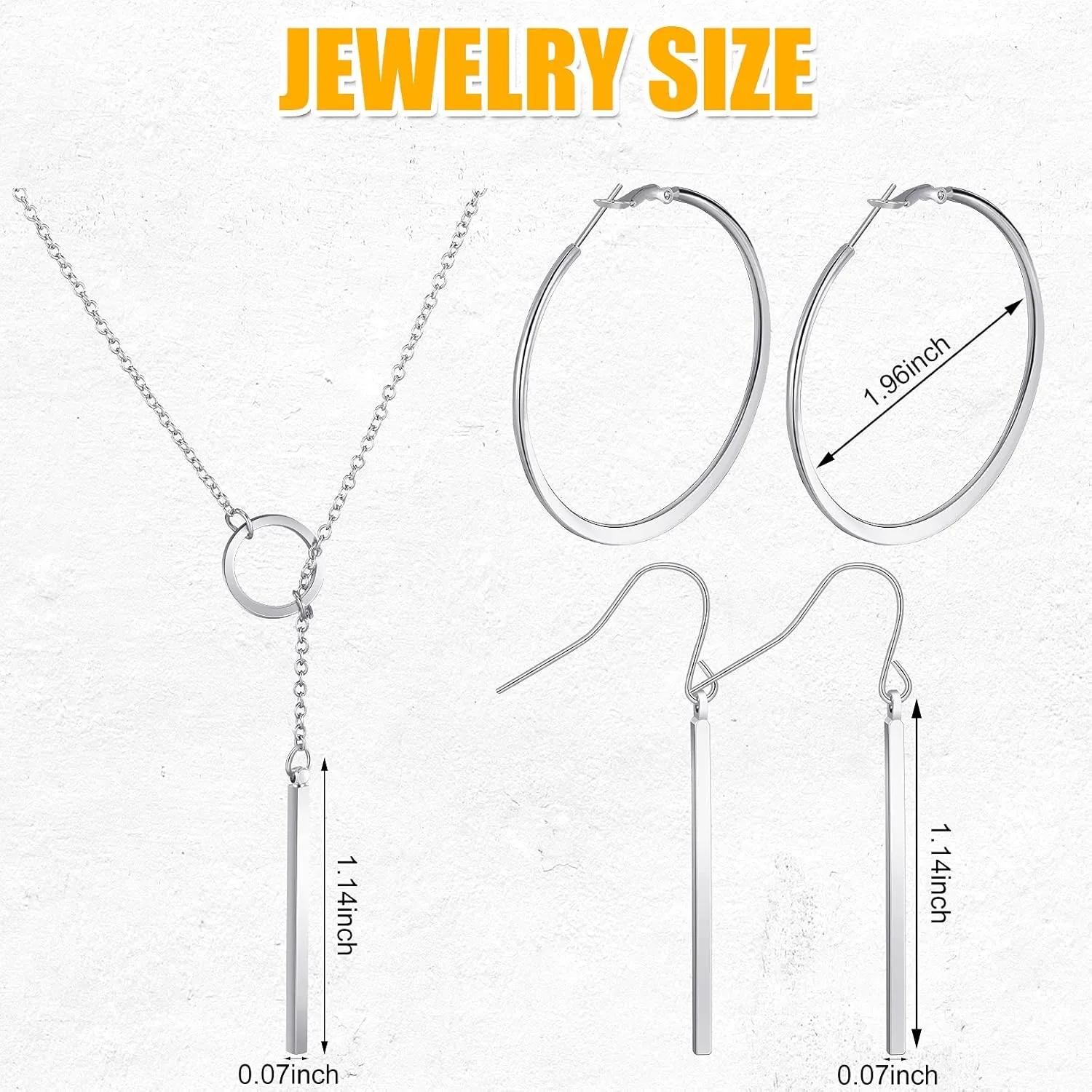 Hicarer Simple Bar Jewelry Set Vertical Bar Necklace Earrings Adjustable Cuff Bracelet for Women