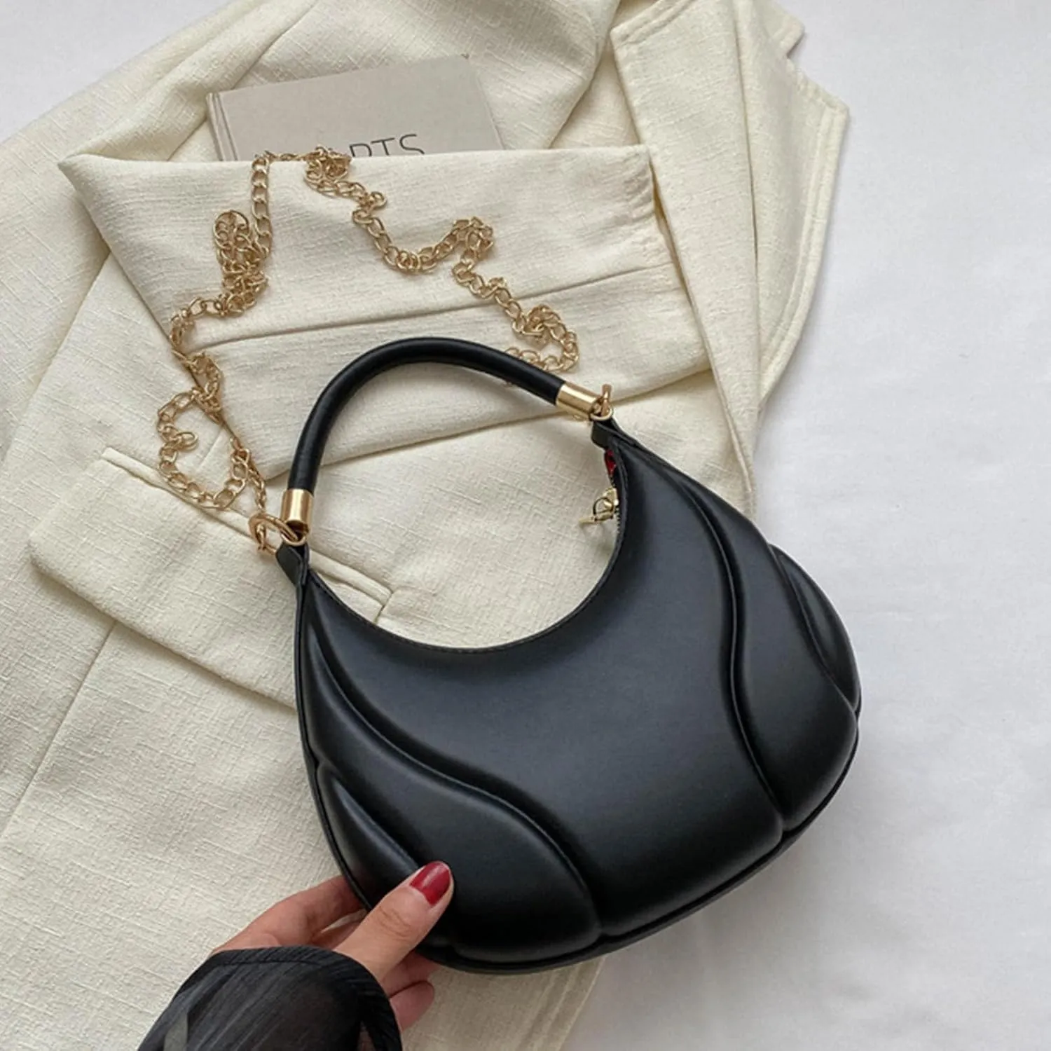 Hobo Crossbody Bags for Women Cute Hobo Tote Handbags Mini Clutch Purses with Zipper Closure Luxury Travel Bag(Black)