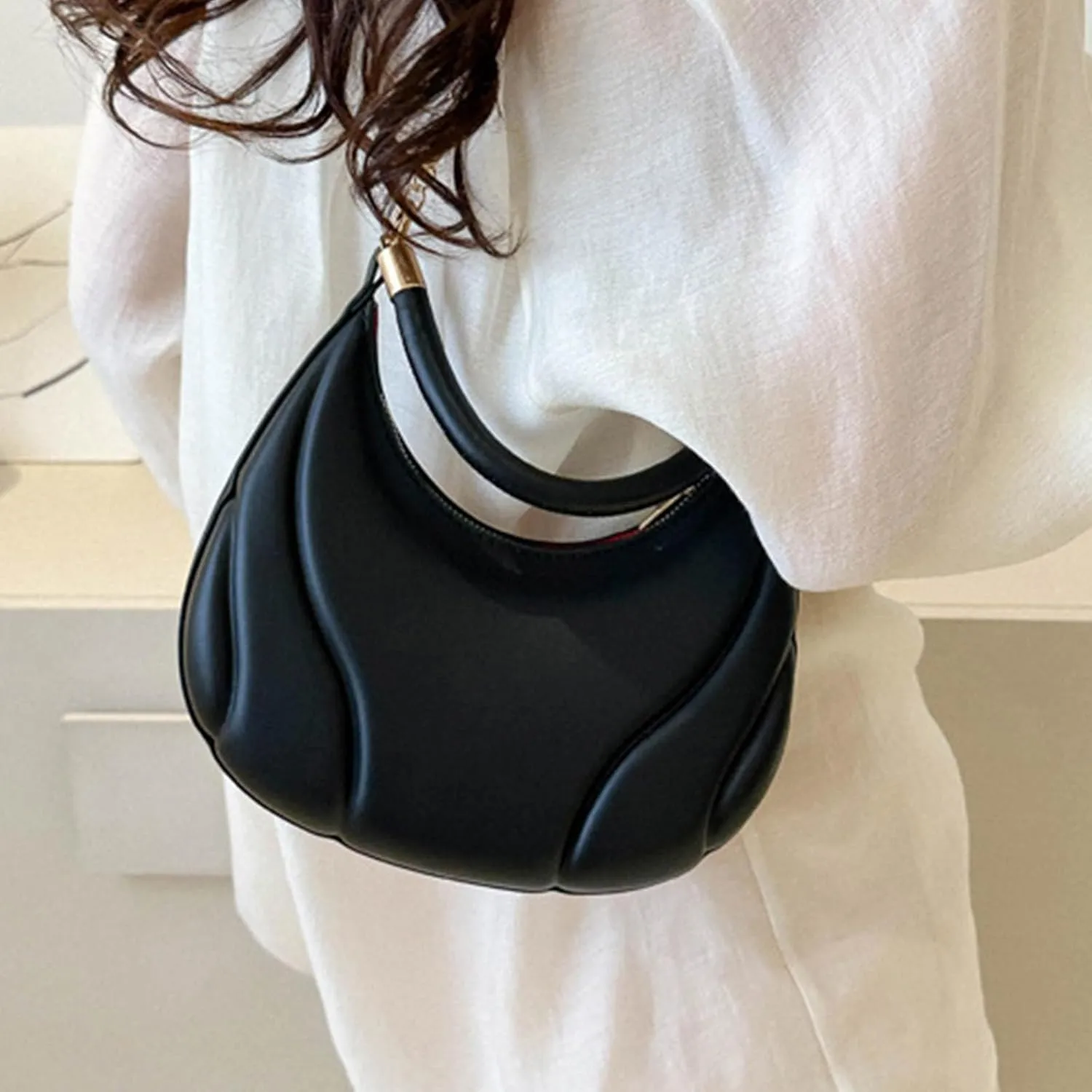 Hobo Crossbody Bags for Women Cute Hobo Tote Handbags Mini Clutch Purses with Zipper Closure Luxury Travel Bag(Black)