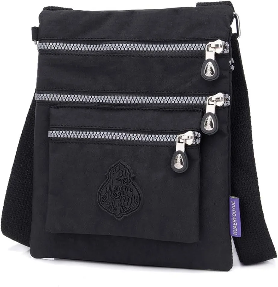 Hobo Crossbody Bags for Women Waterproof Nylon Crossbody Bags for Woman Trendy Carry on Bag for Airplanes Women(Black)