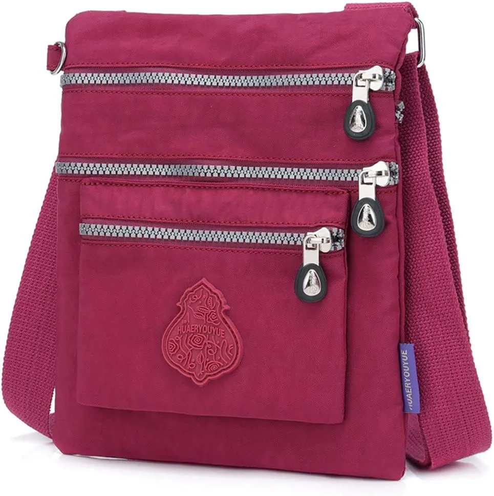 Hobo Crossbody Bags for Women Waterproof Nylon Crossbody Bags for Woman Trendy Carry on Bag for Airplanes Women(Red)