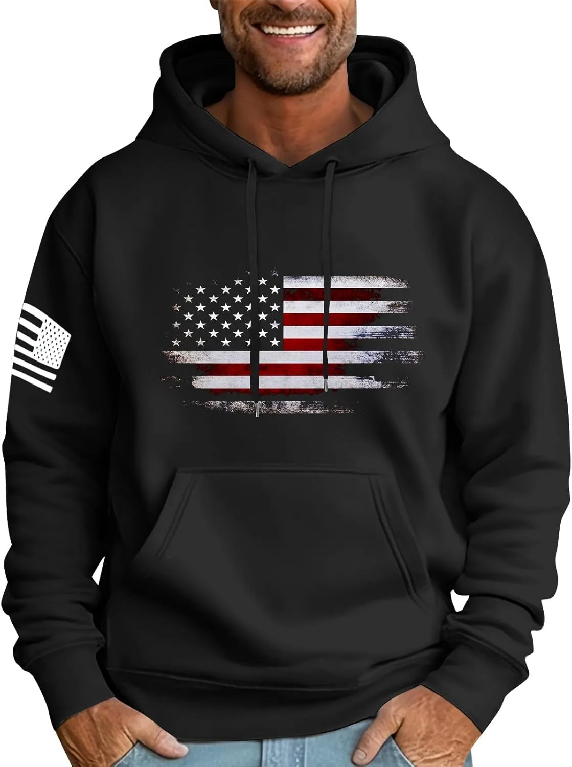 Hoodies For Men Drawstring Pockets Prints Long Sleeve Fashion Casual Graphic Sweatshirt
