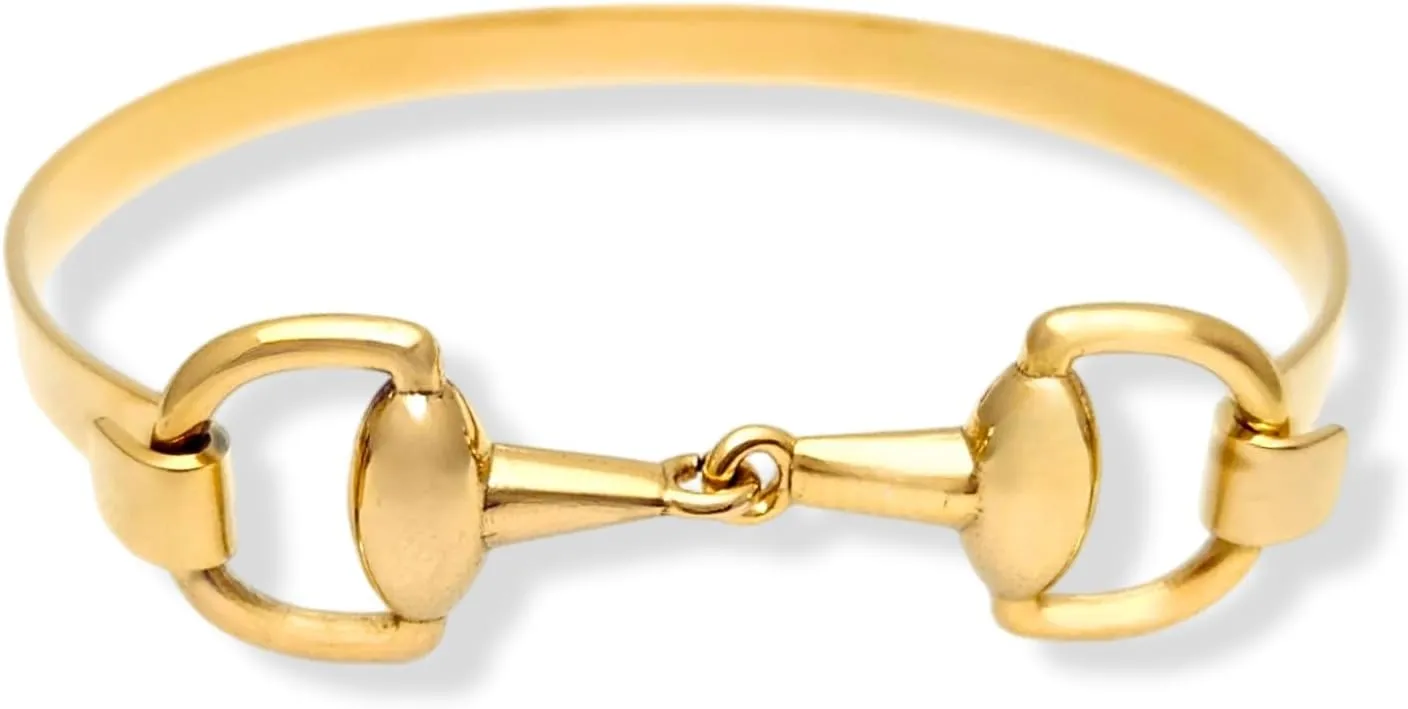 Horse Bit & Horseshoe Bracelets in Silver & Gold  Stackable Stainless Steel Bangles, Minimalist & Elegant Horse Jewelry