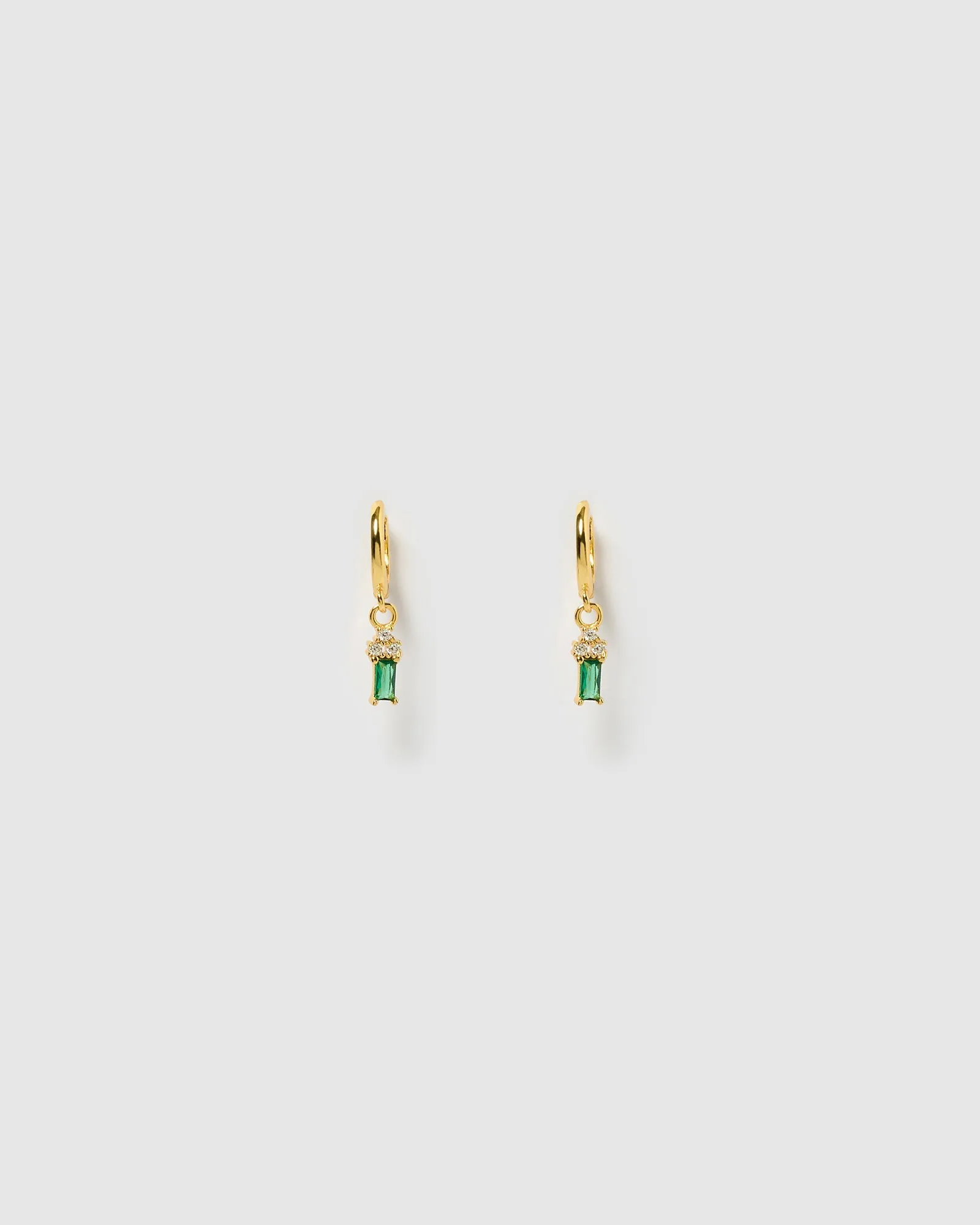 Izoa Carissa Huggie Earrings Gold Green