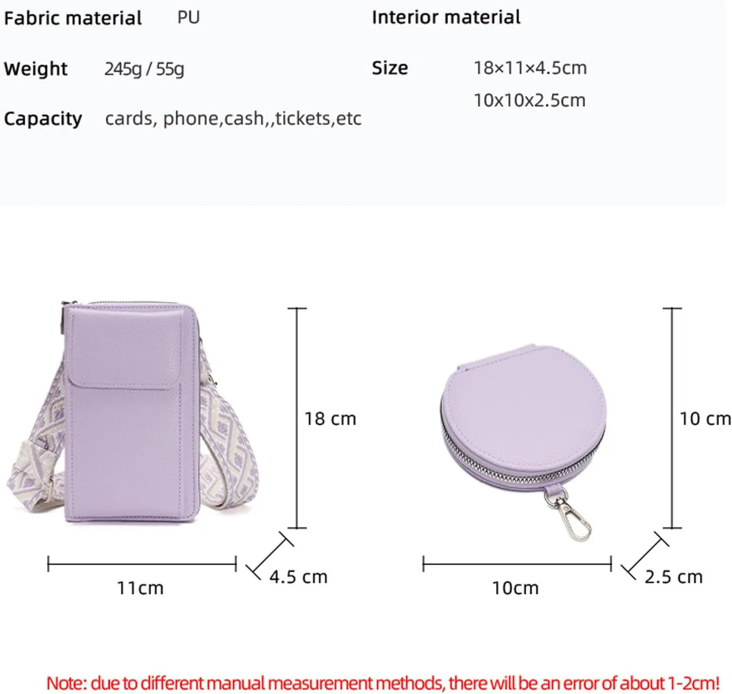 Japanese New Crossbody Bag With Small Design For Women's Shoulder Bag Trendy Phone Bag Mens Bags (Purple, One Size) women's tote handbags