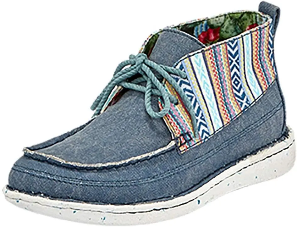 Justin Boots Womens Breezy Graphic Moc Toe Casual Boots Ankle - Blue - Size 7 B