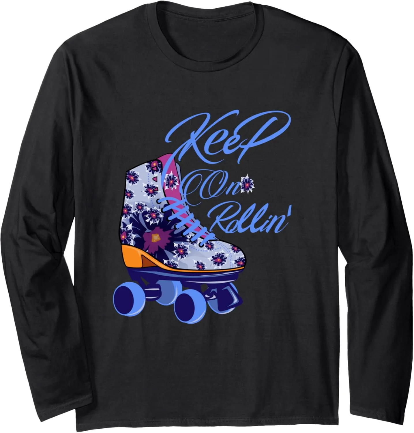 Kawaii Rollin' Floral Roller Skates Shoes Skater Girl Gift Long Sleeve T-Shirt