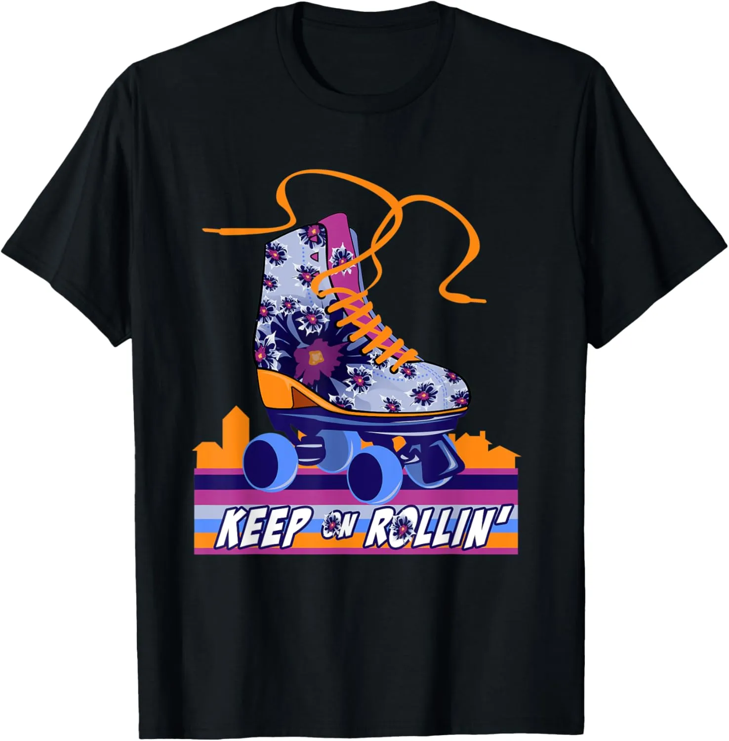 Kawaii Rollin' Floral Roller Skates Shoes Skater Girl Gift T-Shirt