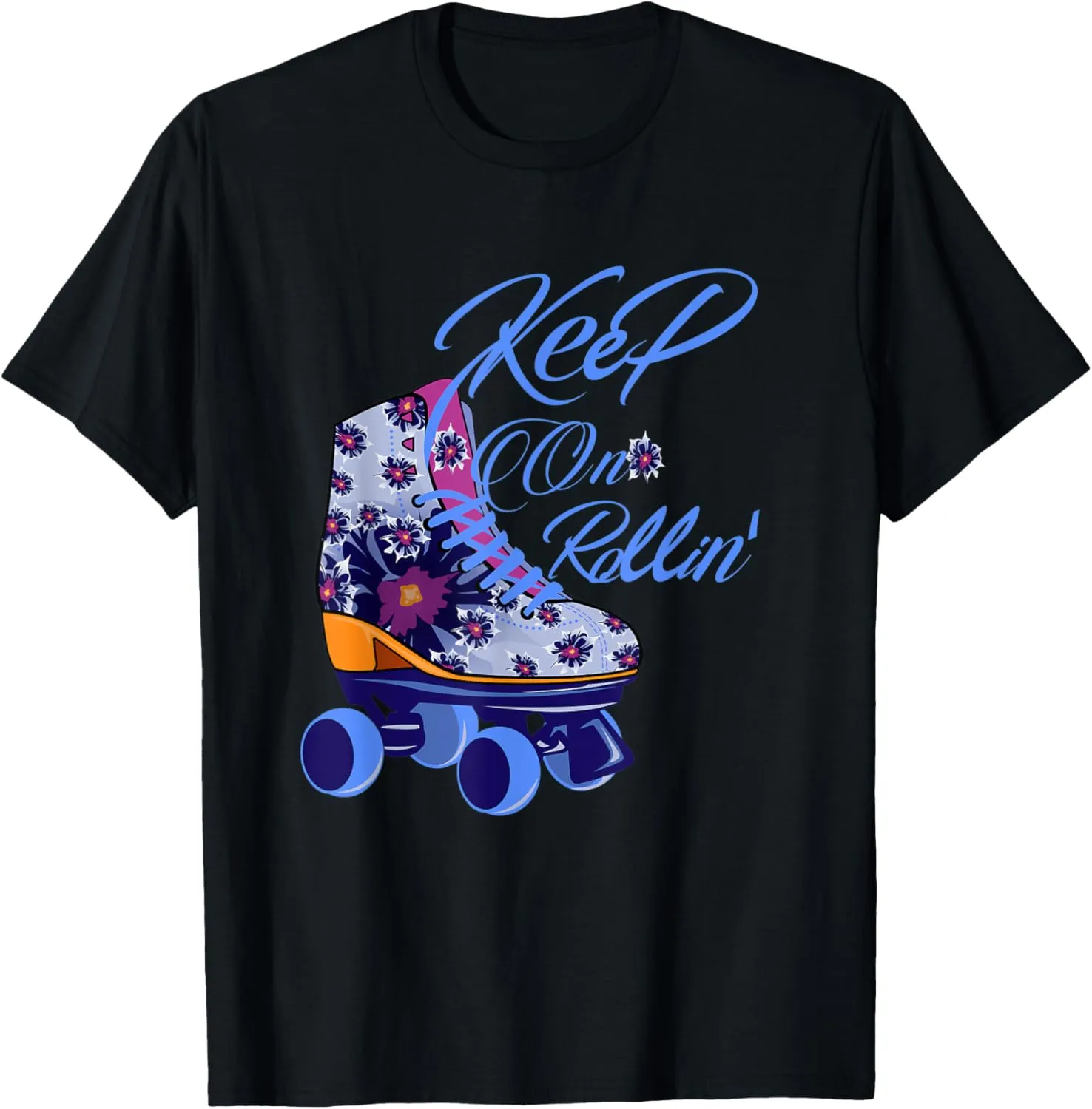 Kawaii Rollin' Floral Roller Skates Shoes Skater Girl Gift T-Shirt
