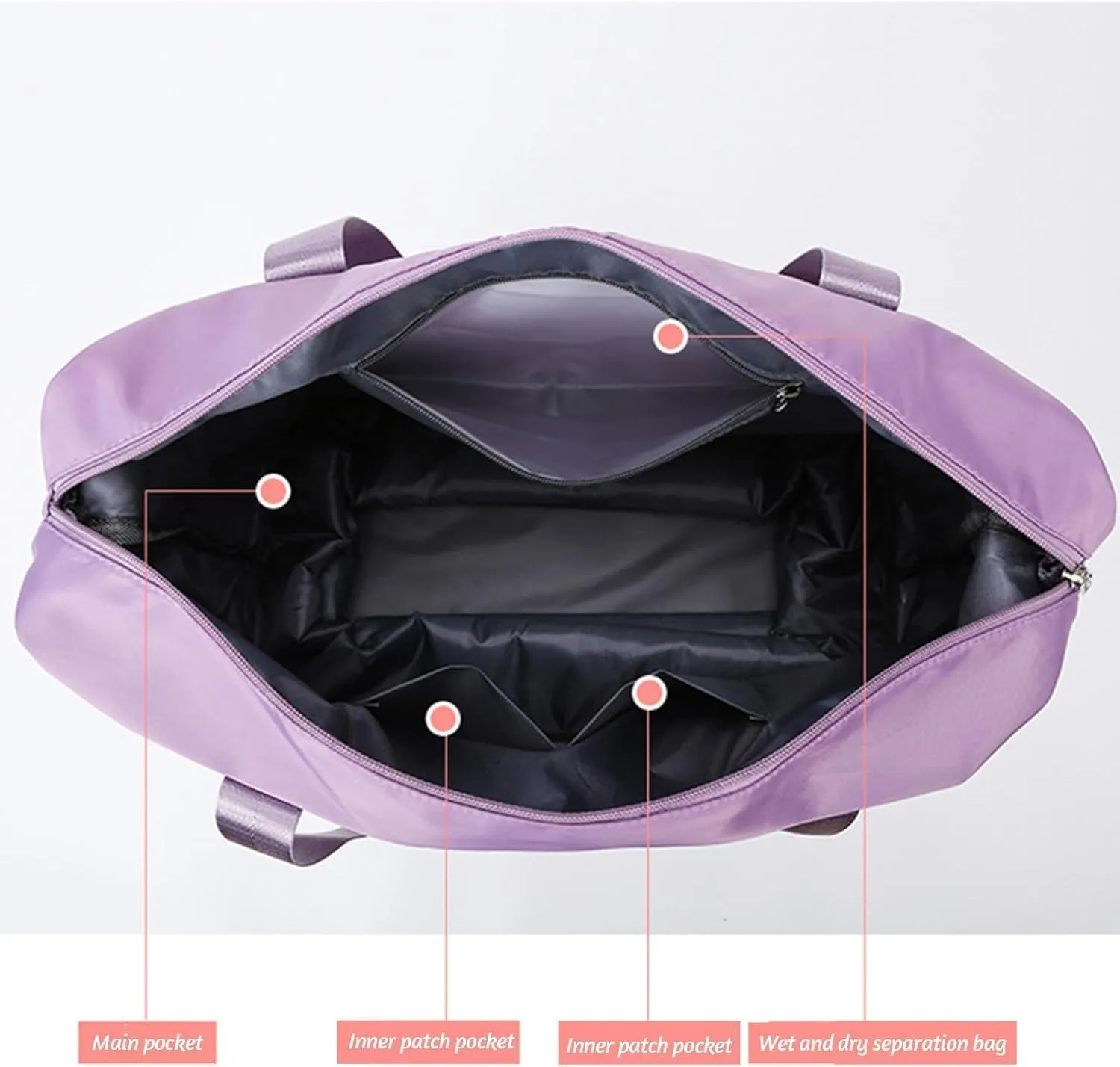Klarson Expandable Bag with Wheels, Foldable Suitcase without Handle, Scratch Expandable Travel Duffle Bag with Wheels (Purple)