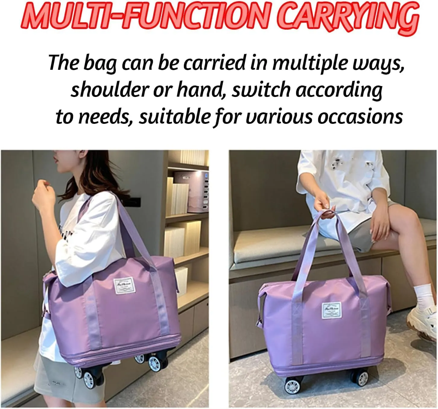 Klarson Expandable Bag With Wheels,Klarson Travel Bag,Klarson Duffle Bag,Foldable Duffle Bag With Wheels,Collapsible Luggage With Wheels,Collapsible Luggage,Foldable Suitcase (Gray)