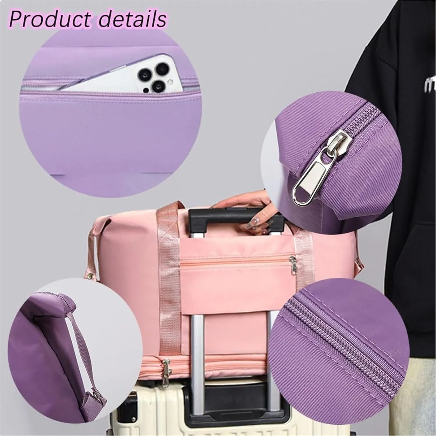 Klarson Expandable Bag with Wheels,Scratch Expandable Travel Duffle Bag with Wheels,Foldable Suitcase Without Handle(Violet)
