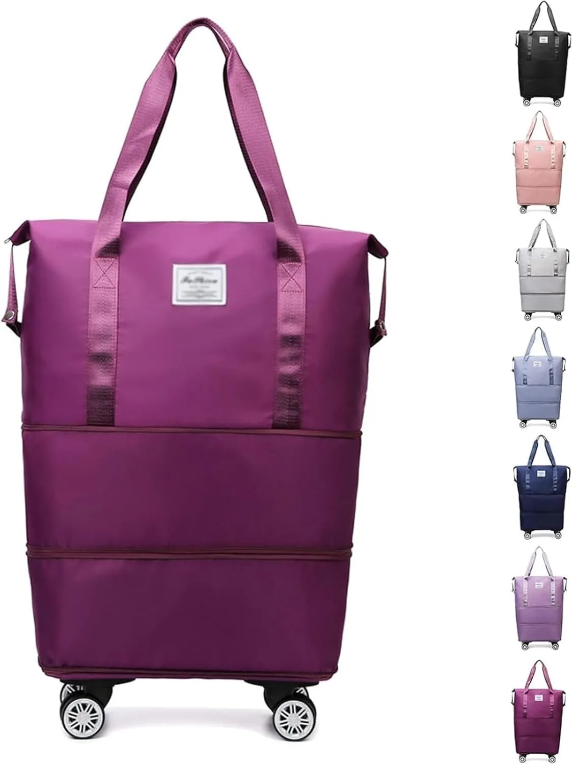 Klarson Expandable Bag with Wheels,Scratch Expandable Travel Duffle Bag with Wheels,Foldable Suitcase Without Handle(Violet)