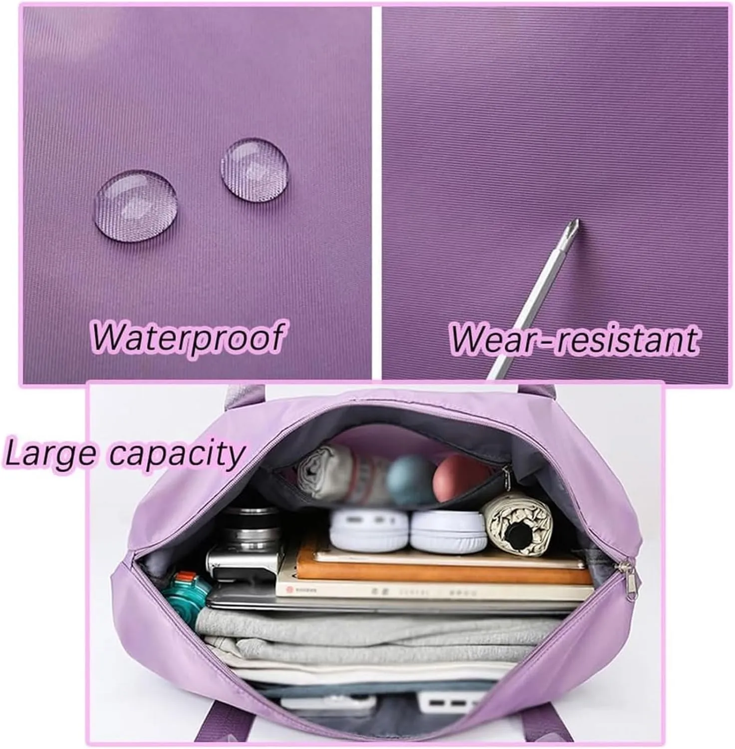 Klarson Expandable Bag with Wheels,Scratch Expandable Travel Duffle Bag with Wheels,Foldable Suitcase Without Handle(Violet)