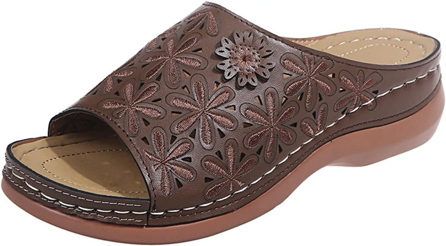 Ladmiple Sandals Women Comfortable Dressy Arch Support Fashion Orthotic Slides Ladies Athletic Slip On Orthopedic Slippers