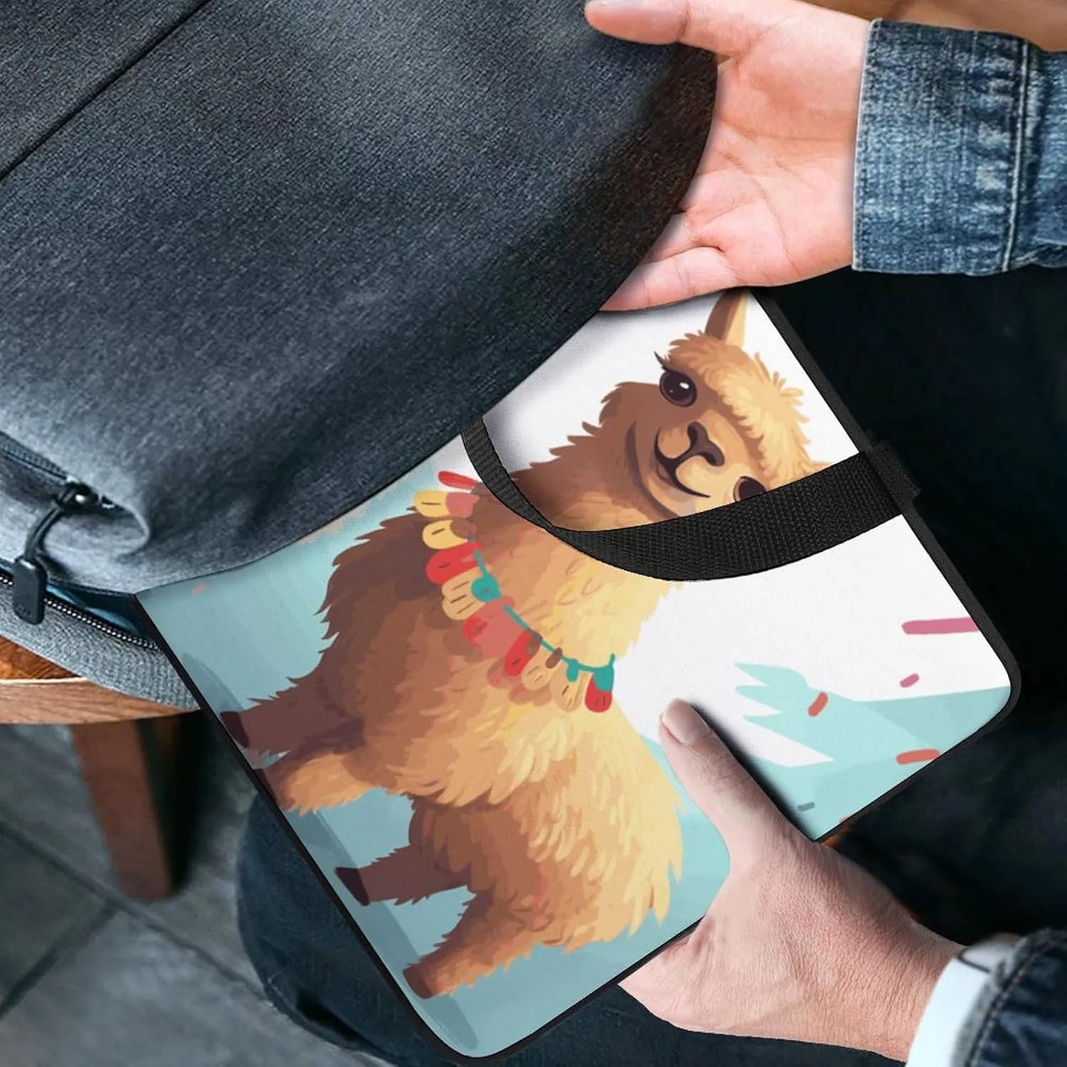 Laptop Bag Ultrathin Alpaca Printing Laptop Carrying Case Portability Messenger Bags For Work Travel