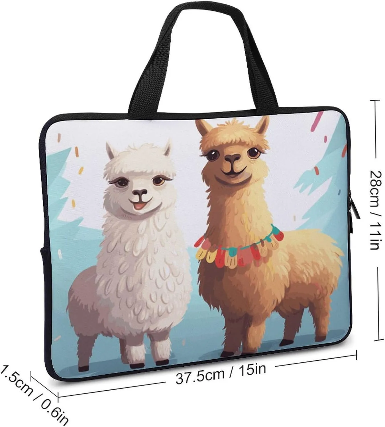 Laptop Bag Ultrathin Alpaca Printing Laptop Carrying Case Portability Messenger Bags For Work Travel