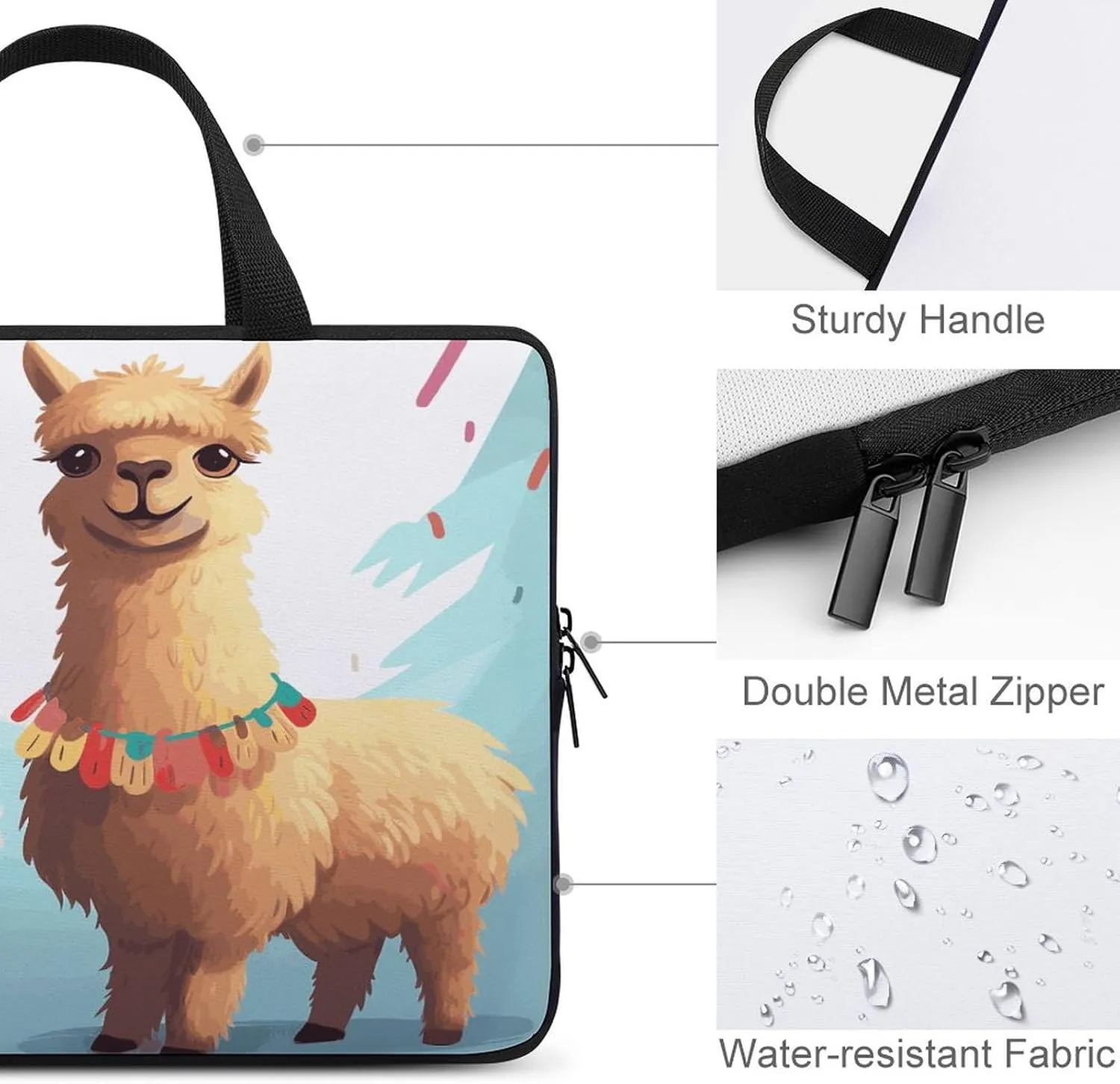 Laptop Bag Ultrathin Alpaca Printing Laptop Carrying Case Portability Messenger Bags For Work Travel