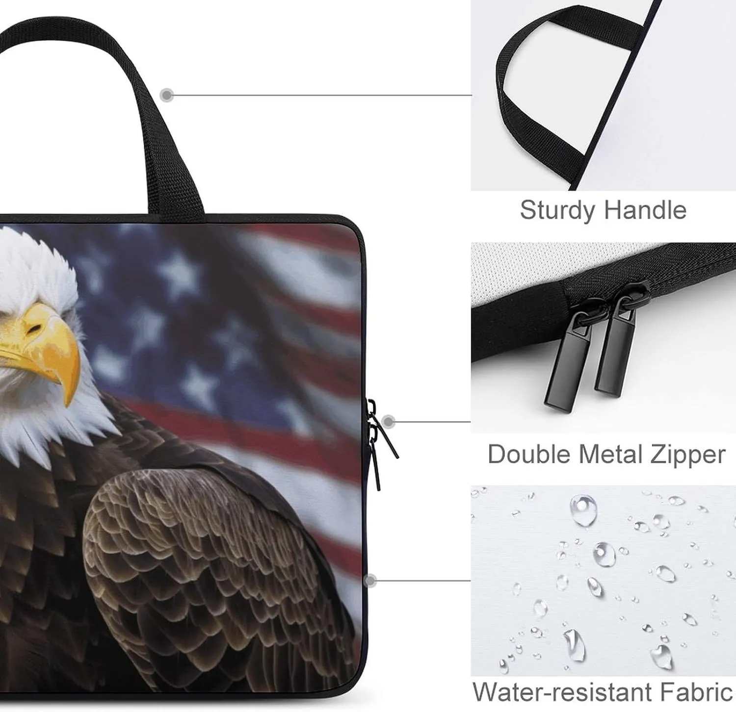 Laptop Bag Ultrathin American Bald Printing Laptop Carrying Case Portability Messenger Bags For Work Travel
