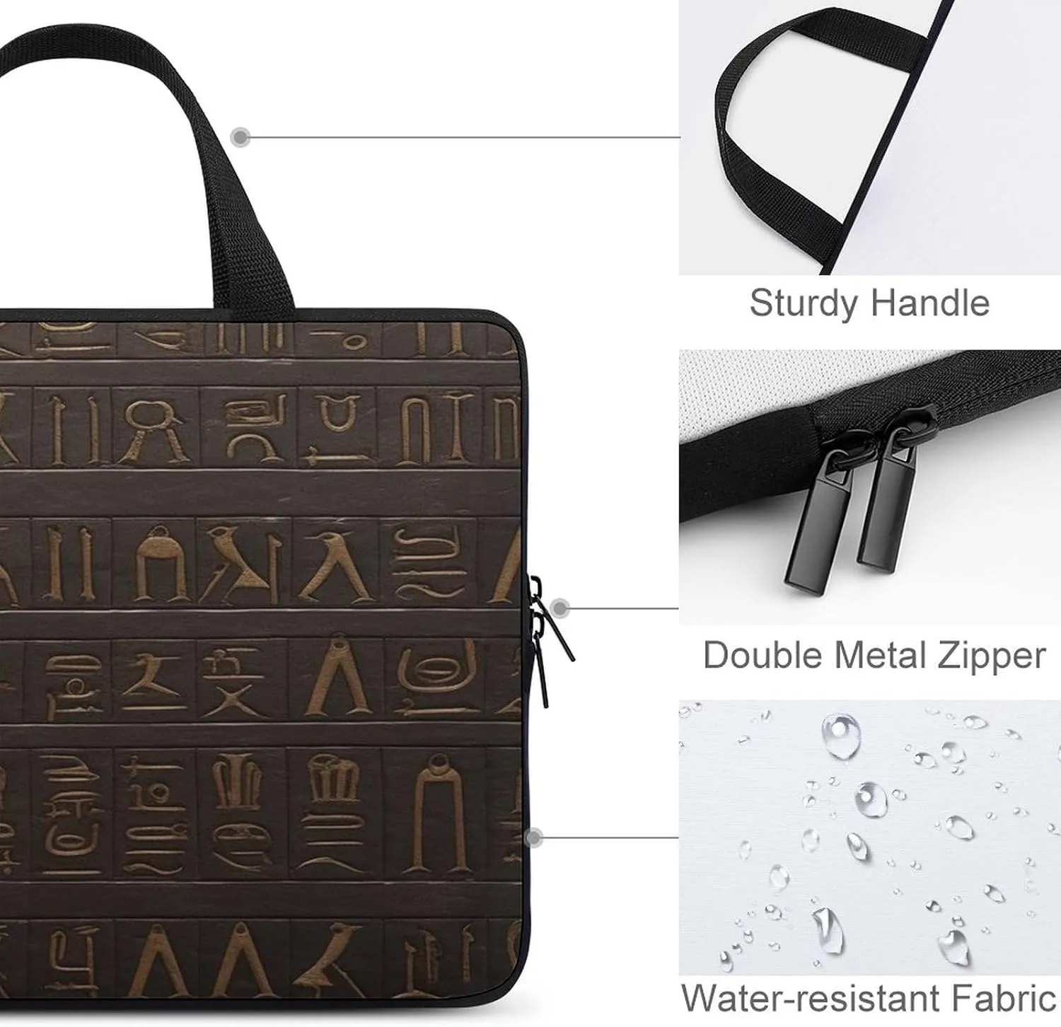 Laptop Bag Ultrathin Ancient Egyptian Hieroglyph Printing Laptop Carrying Case Portability Messenger Bags For Work Travel