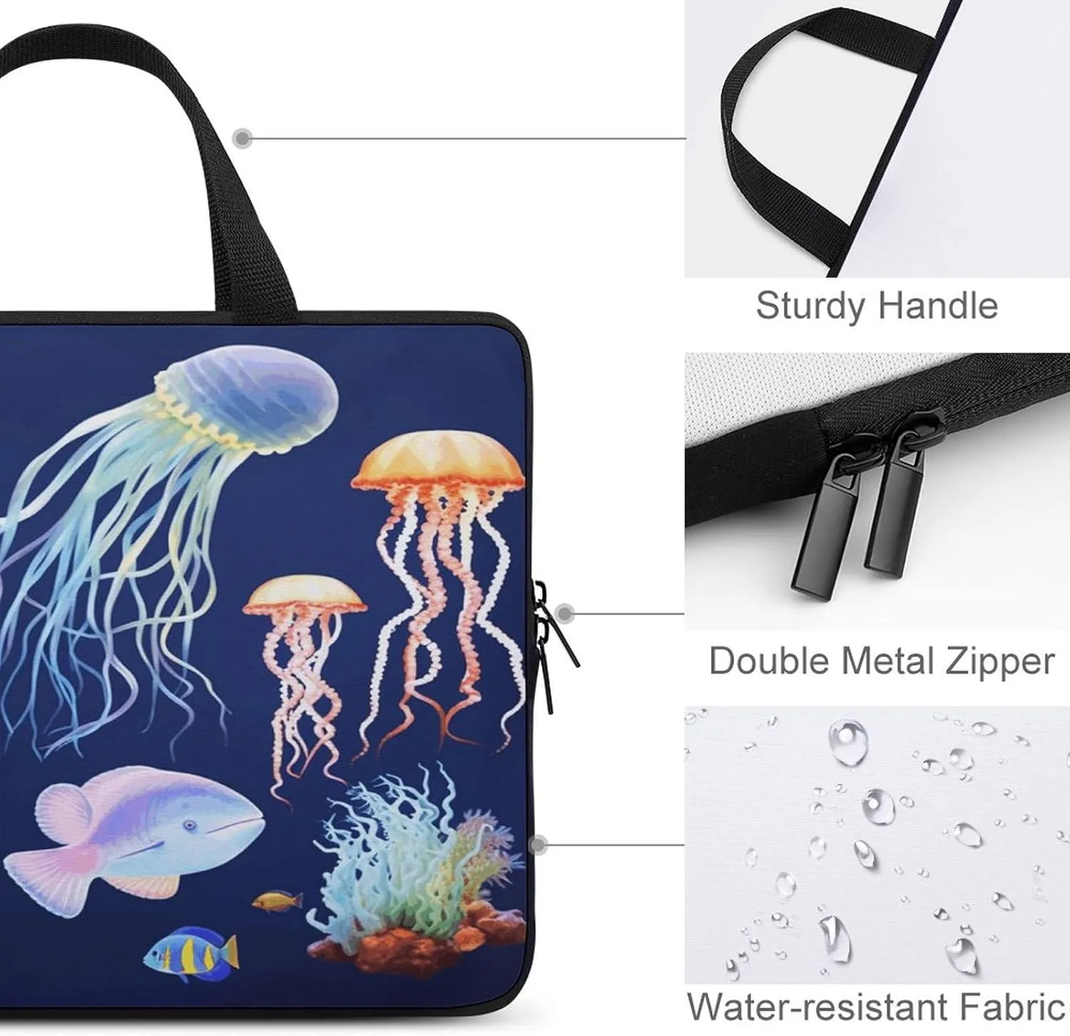 Laptop Bag Ultrathin Aquatic Sea Animal Printing Laptop Carrying Case Portability Messenger Bags For Work Travel