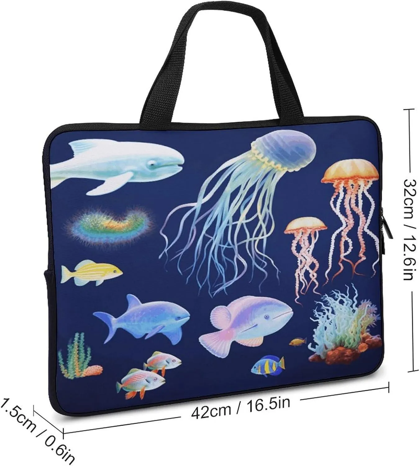 Laptop Bag Ultrathin Aquatic Sea Animal Printing Laptop Carrying Case Portability Messenger Bags For Work Travel