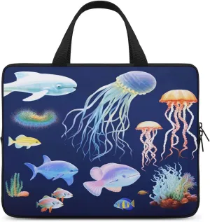 Laptop Bag Ultrathin Aquatic Sea Animal Printing Laptop Carrying Case Portability Messenger Bags For Work Travel