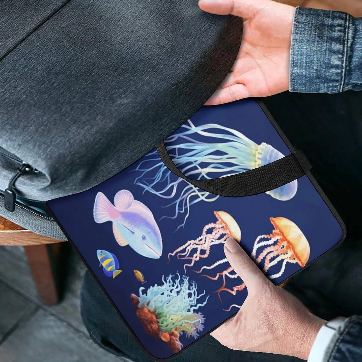 Laptop Bag Ultrathin Aquatic Sea Animal Printing Laptop Carrying Case Portability Messenger Bags For Work Travel