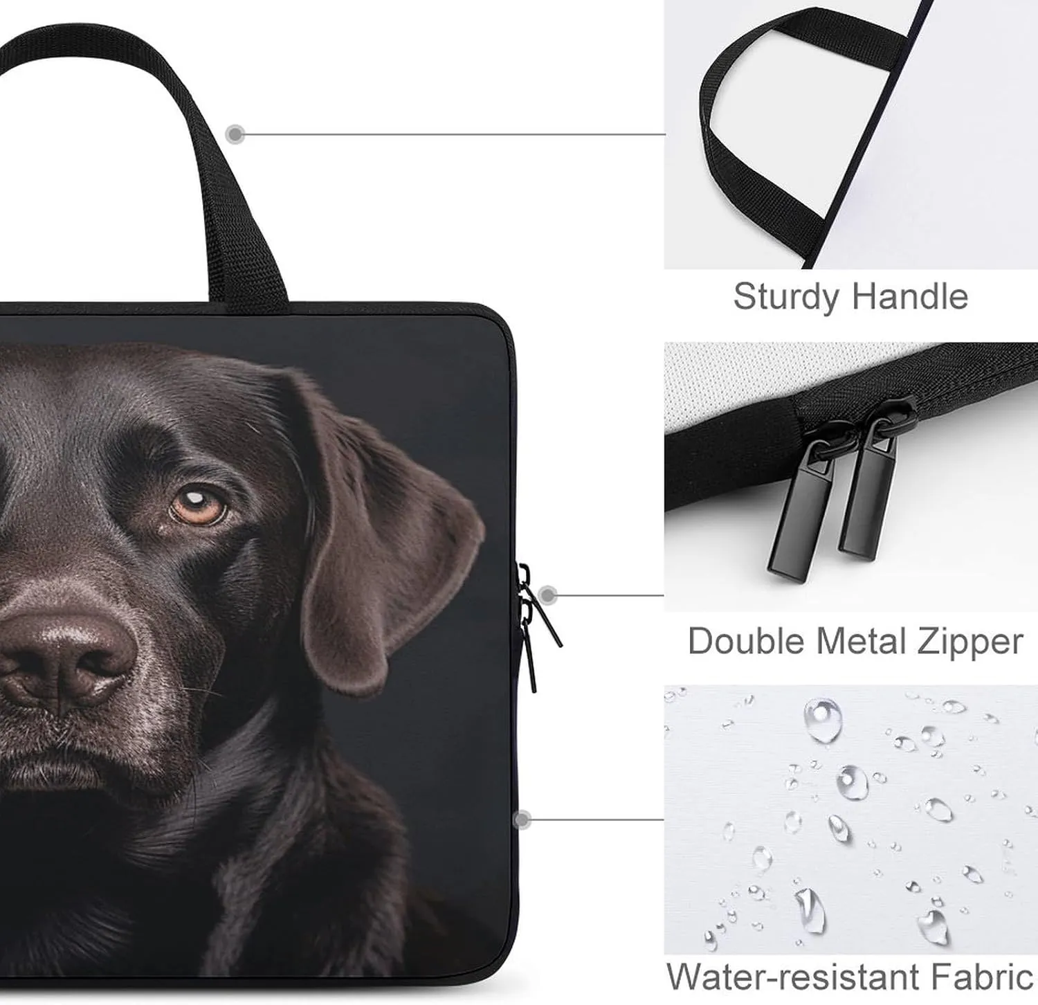 Laptop Bag Ultrathin Black Lab Dog Printing Laptop Carrying Case Portability Messenger Bags For Work Travel