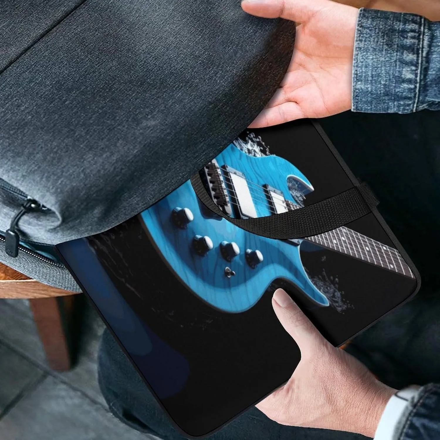 Laptop Bag Ultrathin Blue Guitar Printing Laptop Carrying Case Portability Messenger Bags For Work Travel