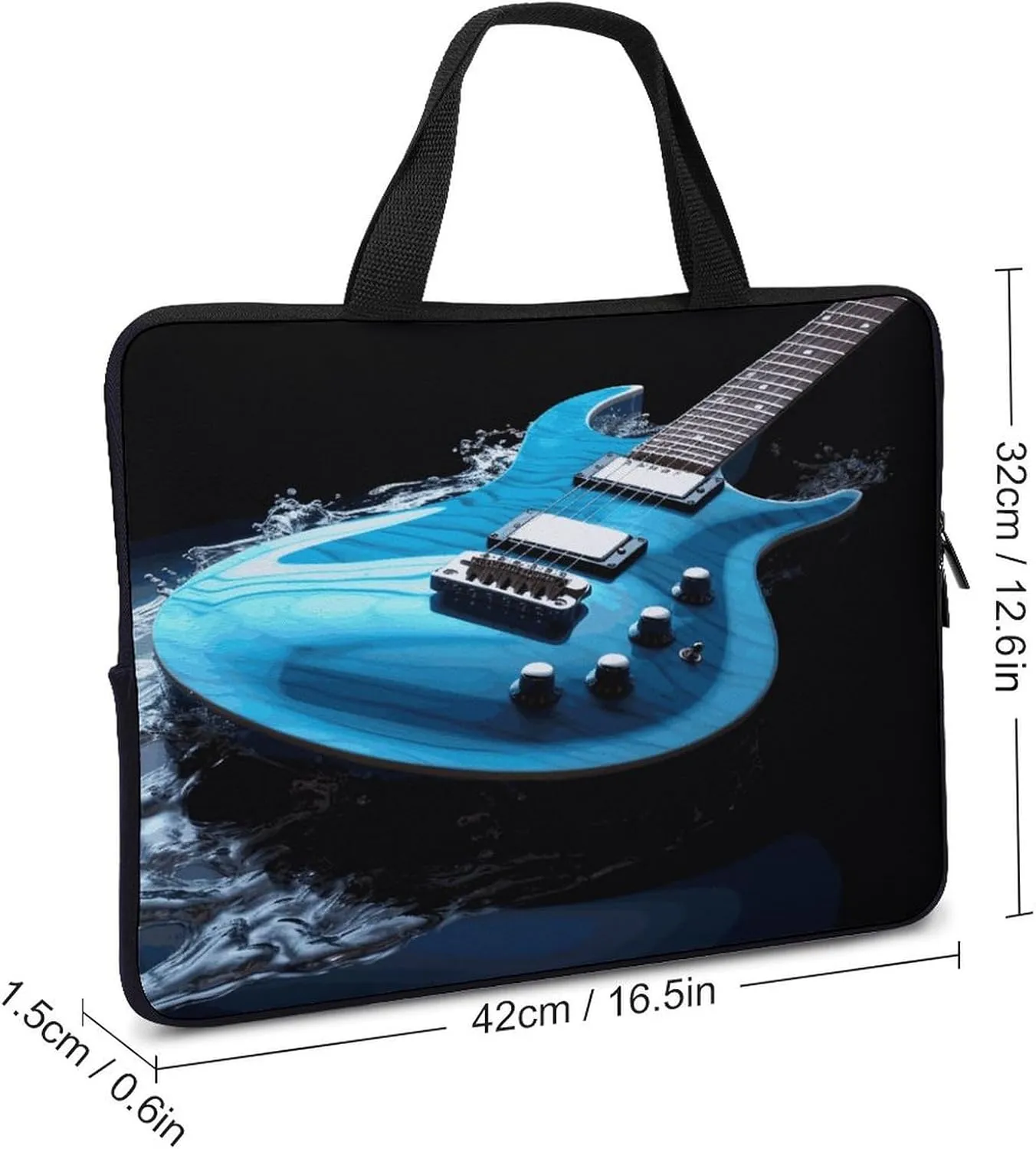 Laptop Bag Ultrathin Blue Guitar Printing Laptop Carrying Case Portability Messenger Bags For Work Travel